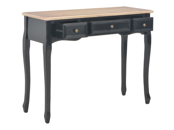 vidaXL Stolik konsolowy z 3 szufladami, czarny Drewno Pomieszczenie Salon Głębokość 35 cm Szerokość 100 cm Wysokość 78 cm Z szufladą Płyta MDF Sosna Pomieszczenie Garderoba