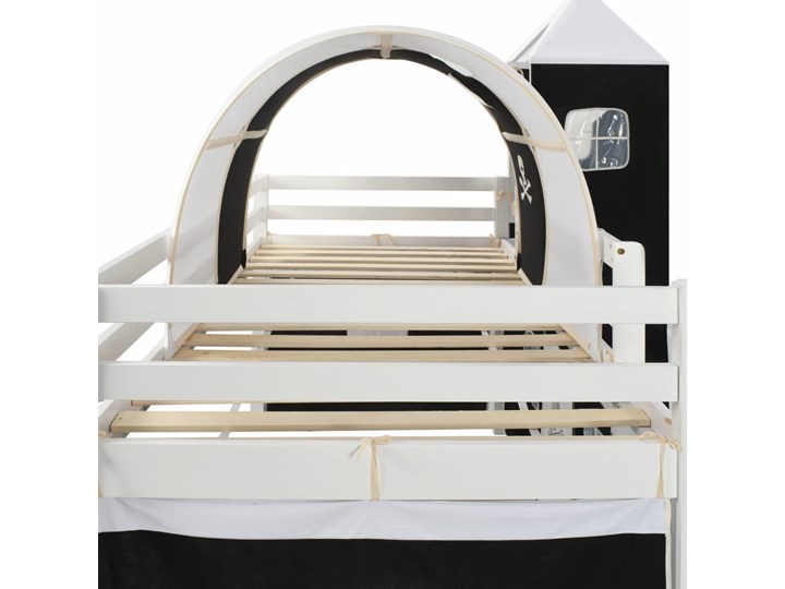 vidaXL Wysoka rama łóżka dziecięcego, zjeżdżalnia i drabinka, 97x208cm Drewno Łóżka piętrowe ze zjeżdżalnią Kategoria Łóżka dla dzieci