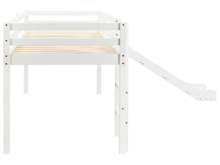 vidaXL Wysoka rama łóżka dziecięcego, zjeżdżalnia i drabinka, 97x208cm Łóżko na antresoli Kolor Biały Łóżka piętrowe ze zjeżdżalnią Drewno Rozmiar materaca 90x200 cm