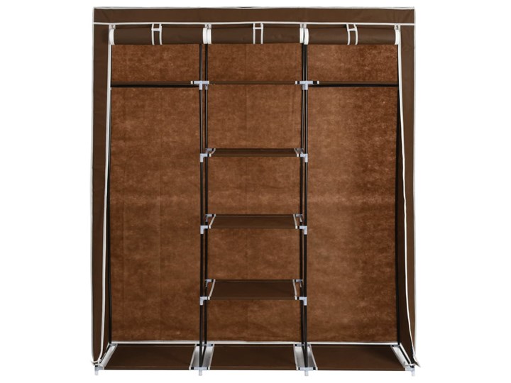 vidaXL Szafa z przegrodami i drążkami, brązowa, 150x45x175 cm, tkanina Tworzywo sztuczne Szerokość 150 cm Głębokość 45 cm Kolor Brązowy Plastik Kategoria Szafy do garderoby