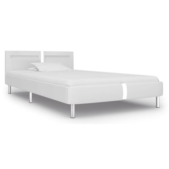 vidaXL Rama łóżka LED, biała, sztuczna skóra, 90 x 200 cm