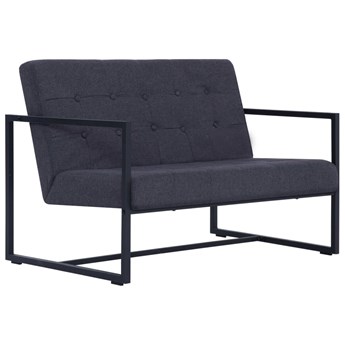 vidaXL 2-osobowa sofa z podłokietnikami, ciemnoszara, stal i tkanina