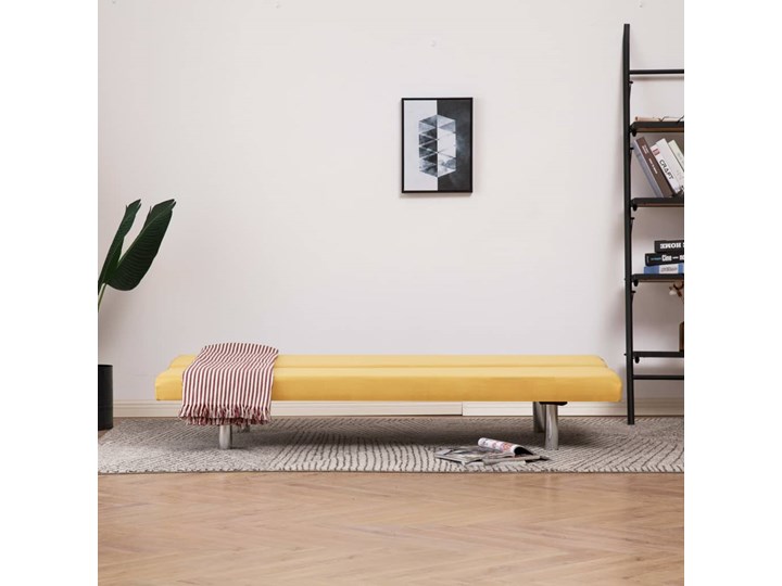 vidaXL Sofa, rozkładana, żółta, poliester Szerokość 168 cm Głębokość 76 cm Głębokość 82 cm Wersalka Nóżki Na nóżkach Boki Bez boków