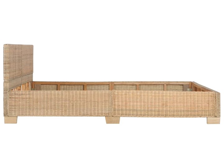 vidaXL Ręcznie wyplatana rama łóżka z rattanu, 160x200 cm Drewno Łóżko tapicerowane Pojemnik na pościel Bez pojemnika