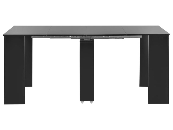 vidaXL Rozkładany stół jadalniany, wysoki połysk, czarny, 175x90x75 cm Stal Płyta MDF Długość po rozłożeniu 175 cm