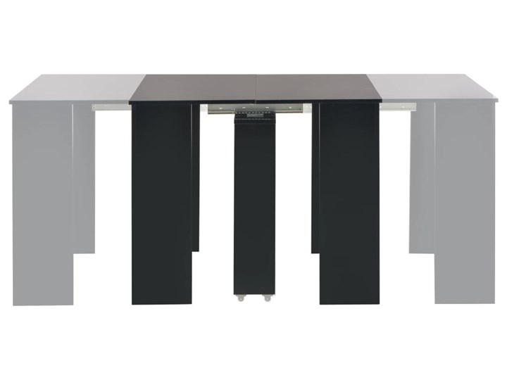 vidaXL Rozkładany stół jadalniany, wysoki połysk, czarny, 175x90x75 cm Płyta MDF Stal Pomieszczenie Stoły do jadalni