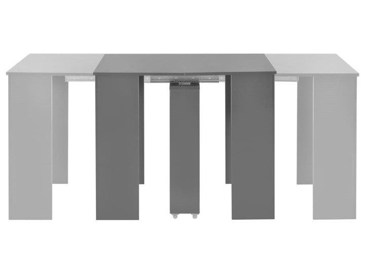vidaXL Rozkładany stół jadalniany, wysoki połysk, szary, 175x90x75 cm Stal Płyta MDF Rozkładanie Rozkładane