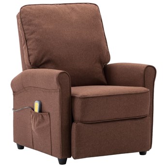 vidaXL Rozkładany fotel masujący, brązowy, tkanina
