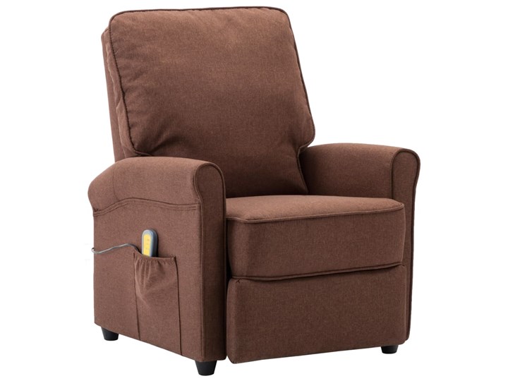 vidaXL Rozkładany fotel masujący, brązowy, tkanina Fotel rozkładany Drewno Tworzywo sztuczne Kategoria Fotele do salonu