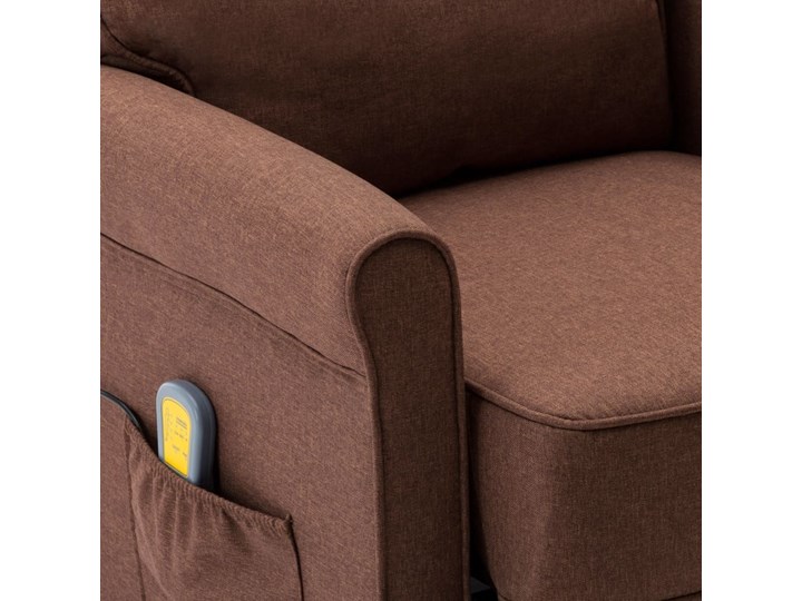 vidaXL Rozkładany fotel masujący, brązowy, tkanina Tworzywo sztuczne Fotel rozkładany Drewno Kategoria Fotele do salonu
