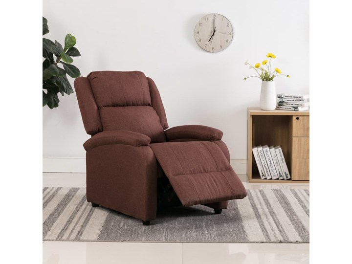 vidaXL Rozkładany fotel telewizyjny, brązowy, tapicerowany tkaniną Tworzywo sztuczne Szerokość 71 cm Drewno Fotel rozkładany Kategoria Fotele do salonu