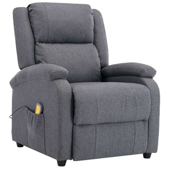 vidaXL Rozkładany fotel masujący, ciemnoszary, tkanina