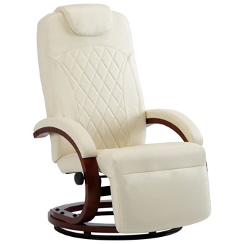 vidaXL Rozkładany fotel telewizyjny, kremowa biel, sztuczna skóra