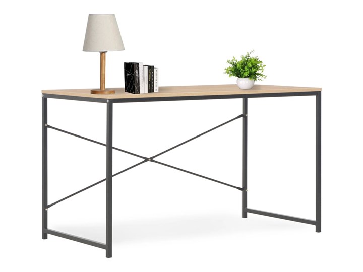 vidaXL Biurko komputerowe, czarne i dębowe, 120 x 60 x 70 cm Szerokość 120 cm Metal Kategoria Biurka Głębokość 60 cm Płyta MDF Styl Nowoczesny