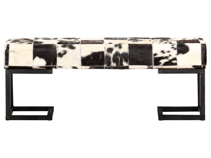 vidaXL Ławka 110 cm, czarna, patchworkowa, prawdziwa kozia skóra Pomieszczenie Salon