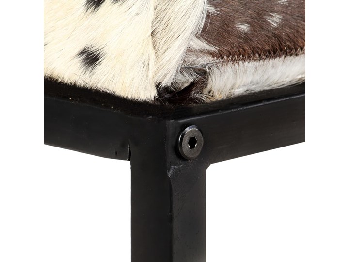 vidaXL Ławka 110 cm, czarna, patchworkowa, prawdziwa kozia skóra Styl Industrialny