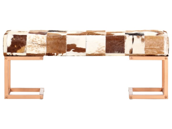 vidaXL Ławka 110 cm, brązowa, patchworkowa, prawdziwa kozia skóra