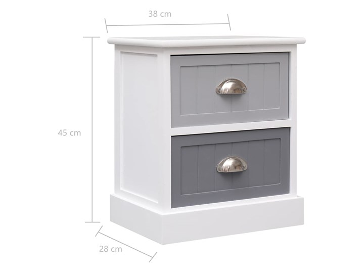 vidaXL Szafka nocna, szara, 38 x 28 x 45 cm, drewno paulownia Płyta laminowana Uniwersalne Nocne Głębokość 28 cm Szerokość 38 cm Płyta MDF Typ Nocne