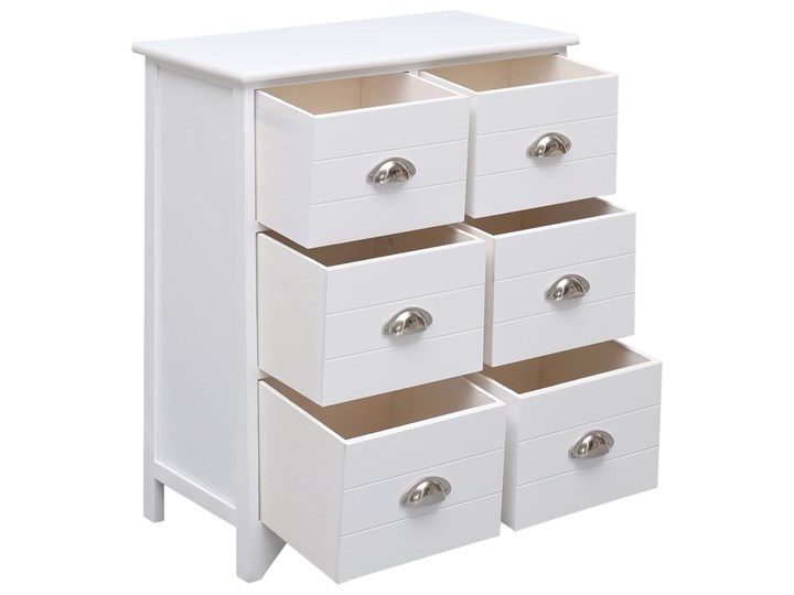vidaXL Komoda z 6 szufladami, biała, 60x30x75 cm, drewno paulownia Szerokość 60 cm Płyta MDF Z szufladami Szerokość 105 cm Głębokość 30 cm Styl Rustykalny