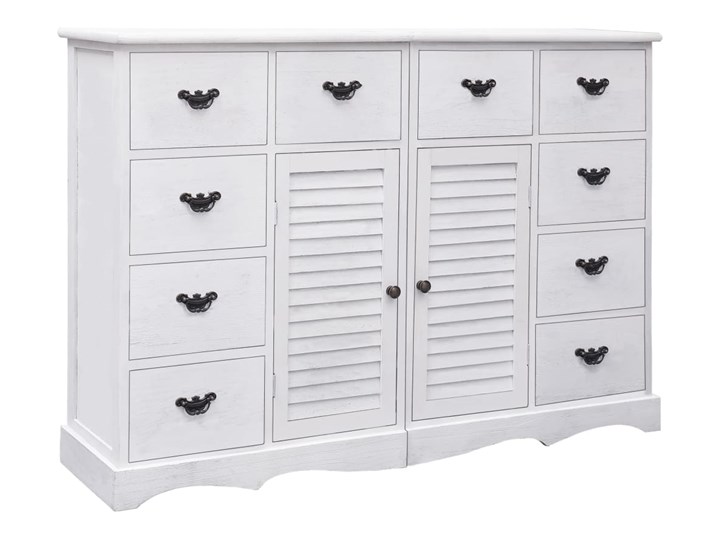 vidaXL Komoda z 10 szufladami, biała, 113 x 30 x 79 cm, drewniana Drewno Szerokość 113 cm Głębokość 30 cm Z szafkami i szufladami Kategoria Komody