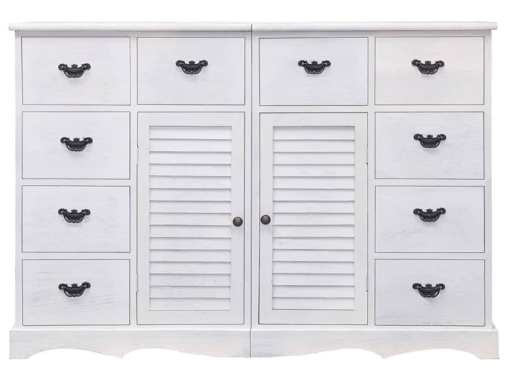 vidaXL Komoda z 10 szufladami, biała, 113 x 30 x 79 cm, drewniana Głębokość 30 cm Z szafkami i szufladami Drewno Szerokość 113 cm Pomieszczenie Garderoba
