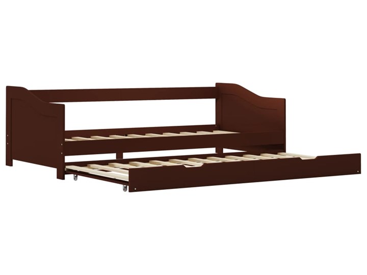 vidaXL Wysuwane łóżko, ciemny brąz, drewno sosnowe, 90x200 cm Łóżko drewniane Kategoria Łóżka do sypialni