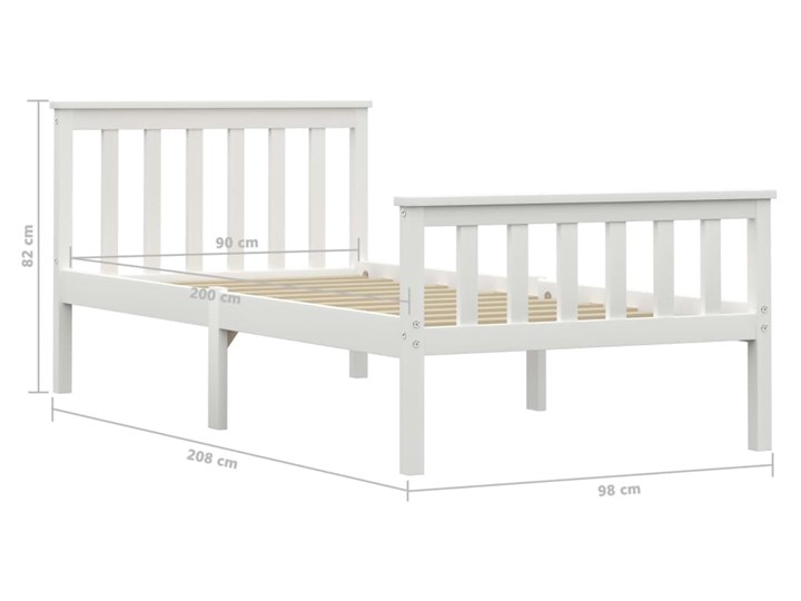 vidaXL Rama łóżka, biała, lite drewno sosnowe, 90 x 200 cm Styl Nowoczesny Łóżko drewniane Rozmiar materaca 90x200 cm