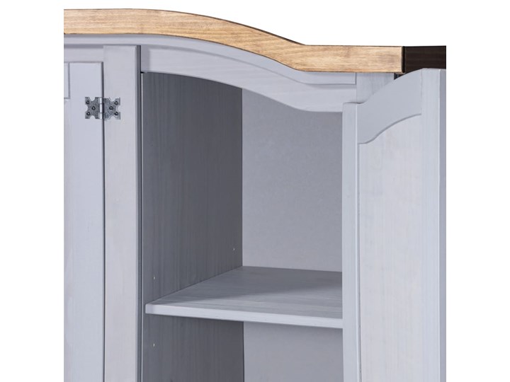 vidaXL Szafa sosnowa w meksykańskim stylu Corona, 3-drzwiowa, szara Drewno Metal Lustro