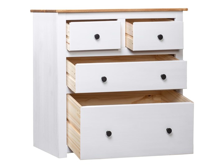 vidaXL Szafka, biała, 80 x 40 x 83 cm, drewno sosnowe, seria Panama Z szufladami Głębokość 40 cm Szerokość 80 cm Pomieszczenie Sypialnia