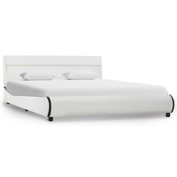 vidaXL Rama łóżka z LED, biała, sztuczna skóra, 120 x 200 cm