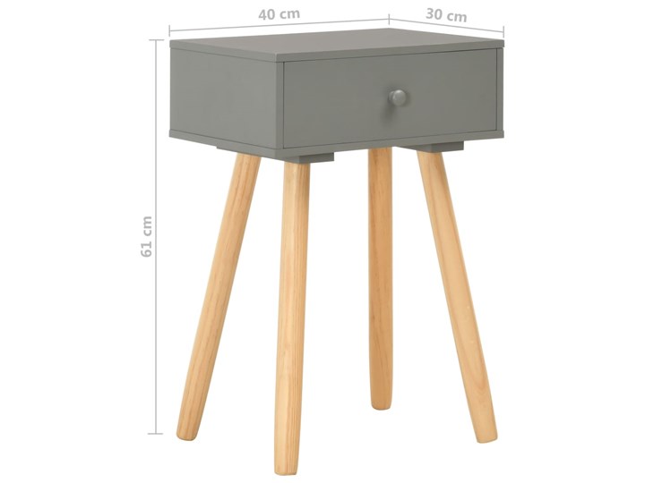 vidaXL Stoliki nocne, 2 szt., szare, drewno sosnowe Głębokość 30 cm Płyta MDF Sosna Szerokość 40 cm Wysokość 61 cm Płyta laminowana Pomieszczenie Salon Kategoria Szafki i regały