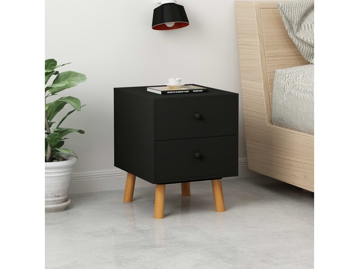 vidaXL Szafki nocne, 2 szt., czarne, 40x30x50 cm, lite drewno sosnowe Płyta MDF Styl Skandynawski Sosna Płyta laminowana Kolor Czarny