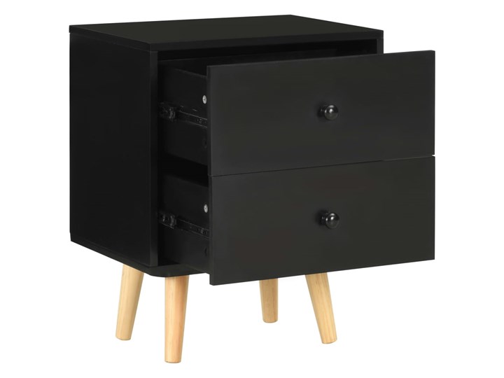 vidaXL Szafki nocne, 2 szt., czarne, 40x30x50 cm, lite drewno sosnowe Płyta MDF Płyta laminowana Sosna Ilość szuflad 2-szuflady Styl Skandynawski