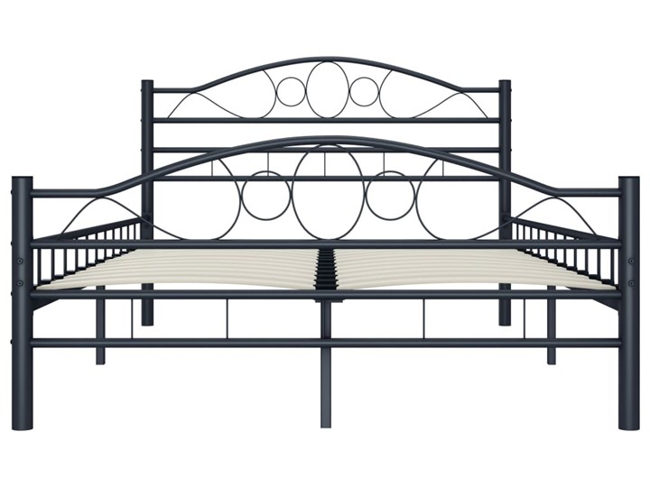 vidaXL Rama łóżka, czarna, stalowa, 120 x 200 cm Łóżko metalowe Metal Zagłówek Z zagłówkiem