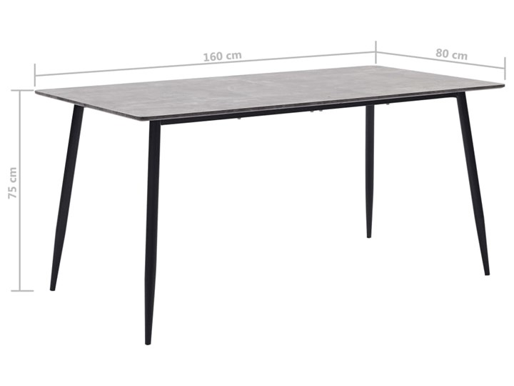 vidaXL Stół jadalniany, szary, 160 x 80 x 75 cm, MDF Drewno Stal Metal Płyta MDF Kategoria Stoły kuchenne