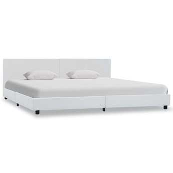 vidaXL Rama łóżka z podnośnikiem, biała, sztuczna skóra, 160 x 200 cm