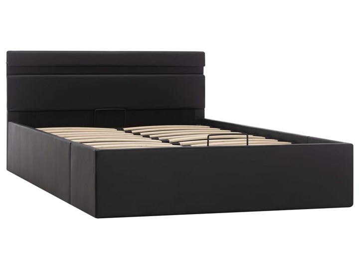vidaXL Rama łóżka z podnośnikiem i LED, czarna, ekoskóra, 140 x 200 cm