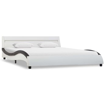 vidaXL Rama łóżka z LED, biało-czarna, sztuczna skóra, 120 x 200 cm
