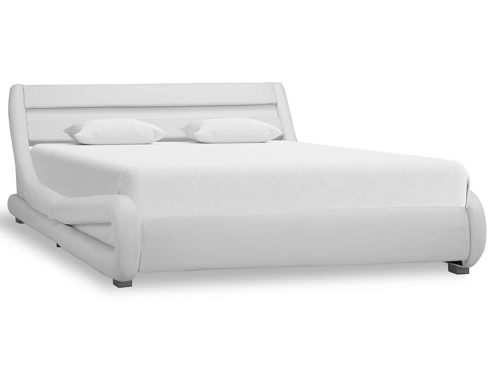 vidaXL Rama łóżka z LED, biała, sztuczna skóra, 120 x 200 cm Drewno Łóżko tapicerowane Łóżko skórzane Skóra naturalna Ekoskóra Kolor Biały