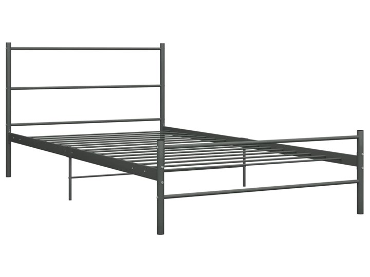 vidaXL Rama łóżka, szara, metalowa, 100 x 200 cm Łóżko metalowe Pojemnik na pościel Bez pojemnika