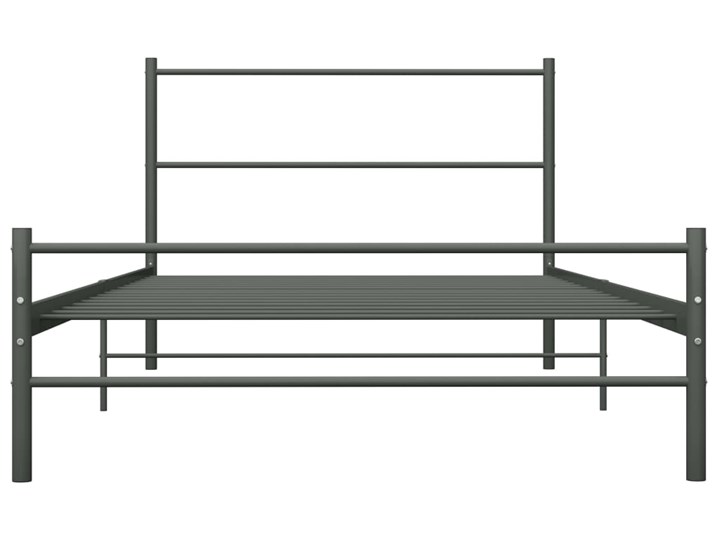 vidaXL Rama łóżka, szara, metalowa, 100 x 200 cm Łóżko metalowe Zagłówek Z zagłówkiem