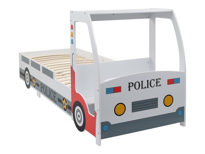 vidaXL Łóżko dziecięce samochód policyjny, materac, 90x200 cm, H2 Kolor Biały Pojazdy Kategoria Łóżka dla dzieci