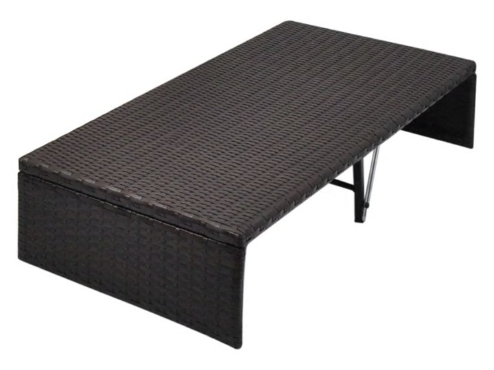 vidaXL Leżanka ogrodowa z zadaszeniem, brązowa, 190x130 cm, rattan PE Leżanki Metal Z daszkiem Z regulowanym oparciem Kolor Biały