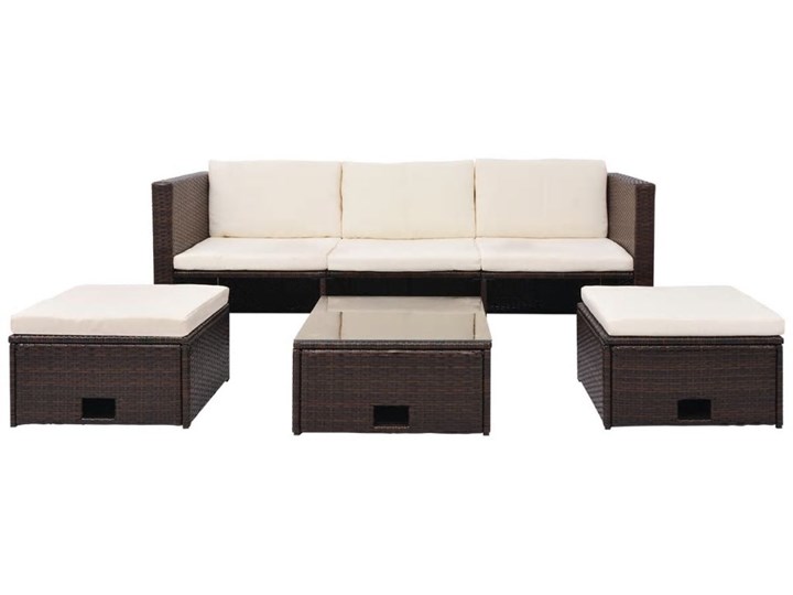 vidaXL 4-cz. zestaw wypoczynkowy do ogrodu, poduszki, rattan PE, brąz Tworzywo sztuczne Kategoria Zestawy mebli ogrodowych Zestawy wypoczynkowe Stal Zawartość zestawu Sofa