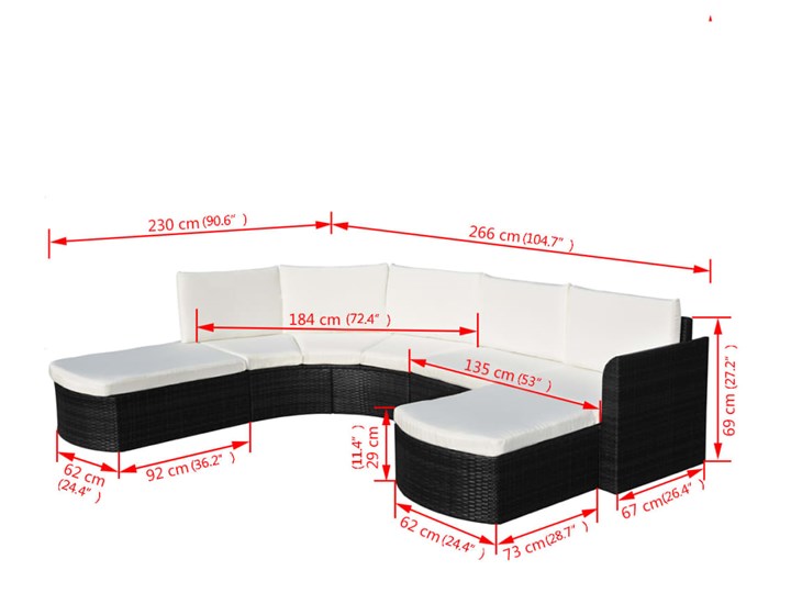 vidaXL 4-cz. zestaw wypoczynkowy do ogrodu, poduszki, rattan PE czarny Zestawy wypoczynkowe Zestawy modułowe Zawartość zestawu Sofa