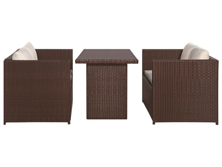vidaXL 3-cz. zestaw mebli bistro z poduszkami, rattan PE, brązowy Zestawy modułowe Stal Zawartość zestawu Stół Technorattan Zestawy wypoczynkowe Tworzywo sztuczne Zawartość zestawu Sofa