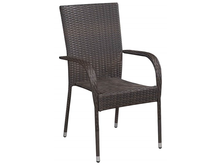 vidaXL Sztaplowane krzesła ogrodowe, 2 szt., polirattan, brązowe Krzesła tradycyjne Krzesło z podłokietnikami Styl Nowoczesny Metal Kolor Brązowy