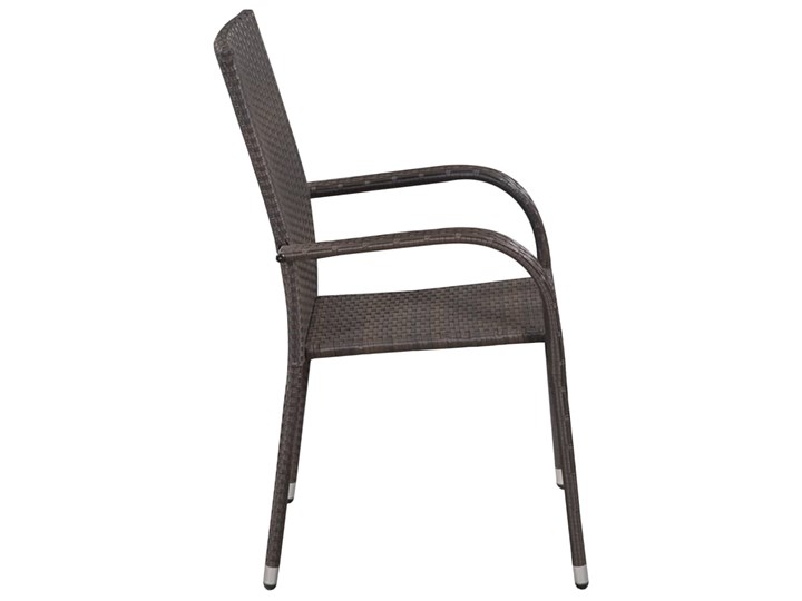 vidaXL Sztaplowane krzesła ogrodowe, 2 szt., polirattan, brązowe Metal Krzesło z podłokietnikami Krzesła tradycyjne Styl Nowoczesny