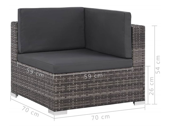 vidaXL 6-cz. zestaw wypoczynkowy do ogrodu, poduszki, rattan PE, szary Stal Zestawy wypoczynkowe Zestawy modułowe Tworzywo sztuczne Technorattan Zawartość zestawu Sofa