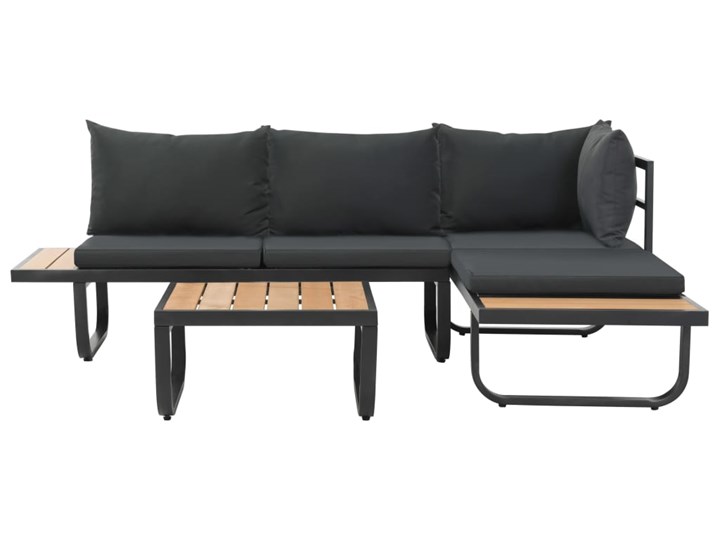 vidaXL Sofa ogrodowa ze stołem i poduszkami, narożna, aluminium, WPC Drewno Narożnik Styl Industrialny Kategoria Sofy ogrodowe